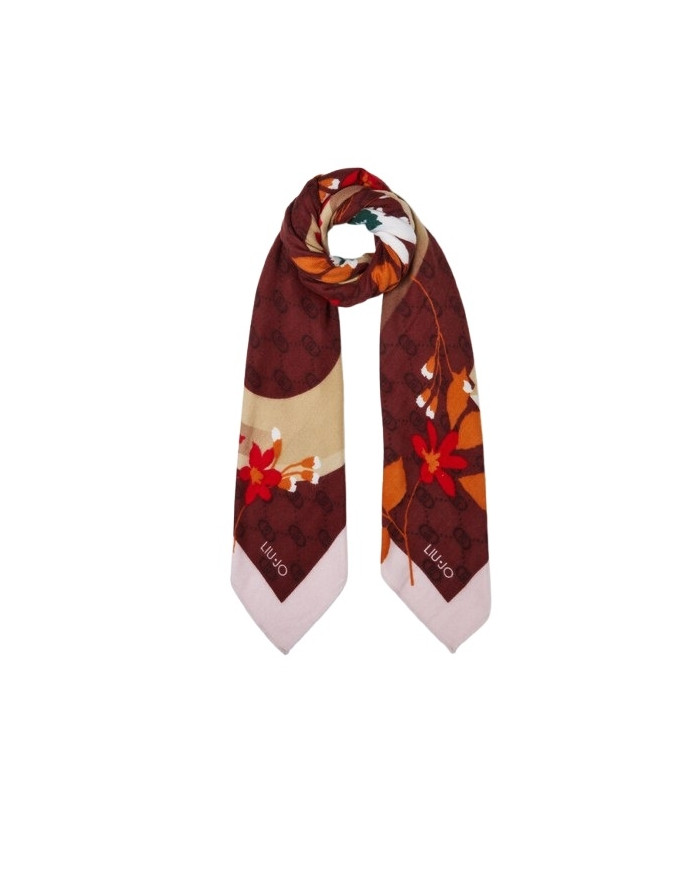 FOULARD LIU JO DONNA FLOWERY CON LOGO BORDEAUX 2F4097 T0300 00136