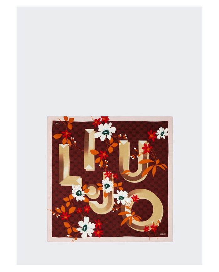 FOULARD LIU JO DONNA FLOWERY CON LOGO BORDEAUX 2F4097 T0300 00136
