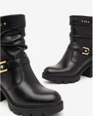 STIVALETTO NEROGIARDINI DONNA IN PELLE SAUVAGE NERO TR CARPEGNA TACCO 7CM I411904D/100