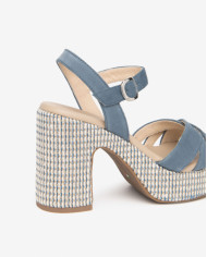 SANDALO CON TACCO NEROGIARDINI DONNA VELOUR AVIO PU.CASSOLA E616070D/203