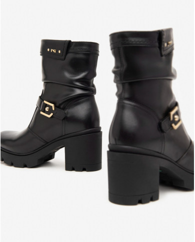 STIVALETTO NEROGIARDINI DONNA IN PELLE SAUVAGE NERO TR CARPEGNA TACCO 7CM I411904D/100