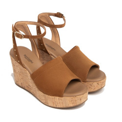 SANDALI CON ZEPPA NEROGIARDINI DONNA VELOUR TABACCO PU.MUSA E307663D/326