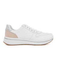 SNEAKERS ARA SHOES  DONNA CERVOCALF,GLOSSYCALF,KALBVELOUR,GAUCHOSOFT-MET SAPPORO 3.0 WEISS LIMONCELLO SHEELL SILBER 12-27540-03 