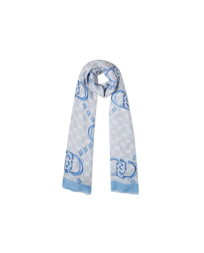 SCIARPA SCIALLE  LIU JO DONNA STOLA AZZURRO LOGO MONOGRAM  90X180CM 2A5029 T0300 53920