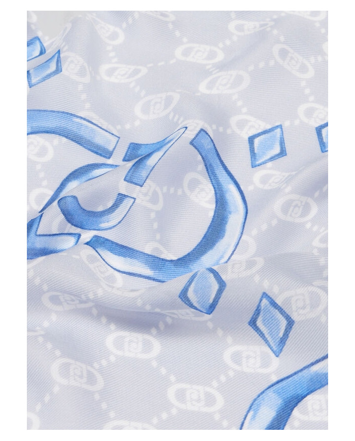 SCIARPA SCIALLE  LIU JO DONNA STOLA AZZURRO LOGO MONOGRAM  90X180CM 2A5029 T0300 53920