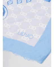 SCIARPA SCIALLE  LIU JO DONNA STOLA AZZURRO LOGO MONOGRAM  90X180CM 2A5029 T0300 53920