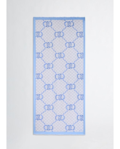 SCIARPA SCIALLE  LIU JO DONNA STOLA AZZURRO LOGO MONOGRAM  90X180CM 2A5029 T0300 53920