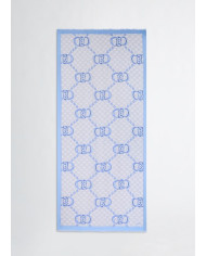 SCIARPA SCIALLE  LIU JO DONNA STOLA AZZURRO LOGO MONOGRAM  90X180CM 2A5029 T0300 53920