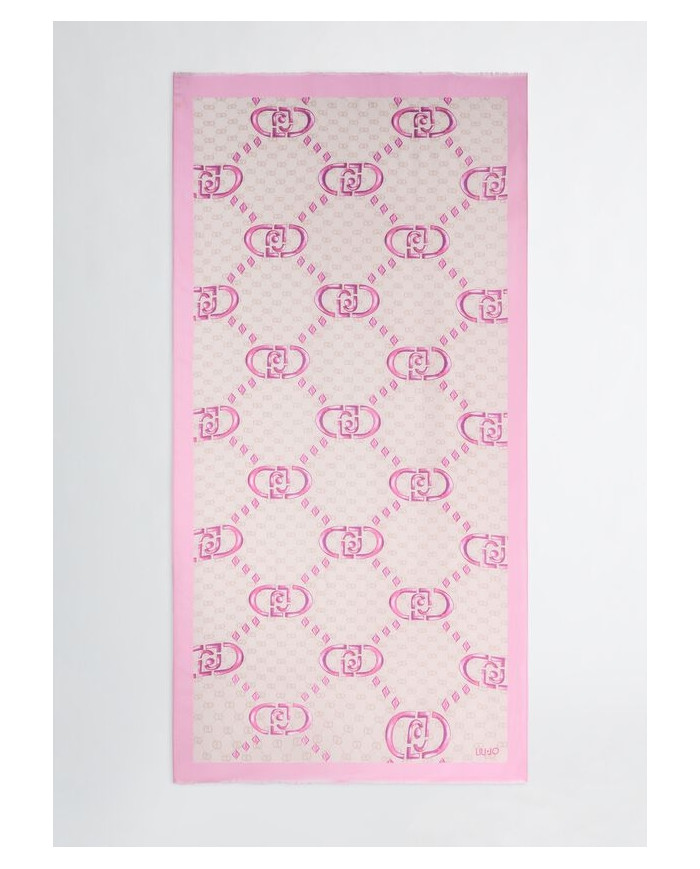 SCIARPA SCIALLE LIU JO DONNA STOLA ROSA LOGO MONOGRAM 90X180CM 2A5029 T0300 X0661