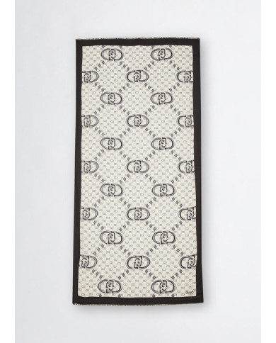 SCIARPA SCIALLE  LIU JO DONNA STOLA NERO LOGO MONOGRAM  90X180CM 2A5029 T0300 22222
