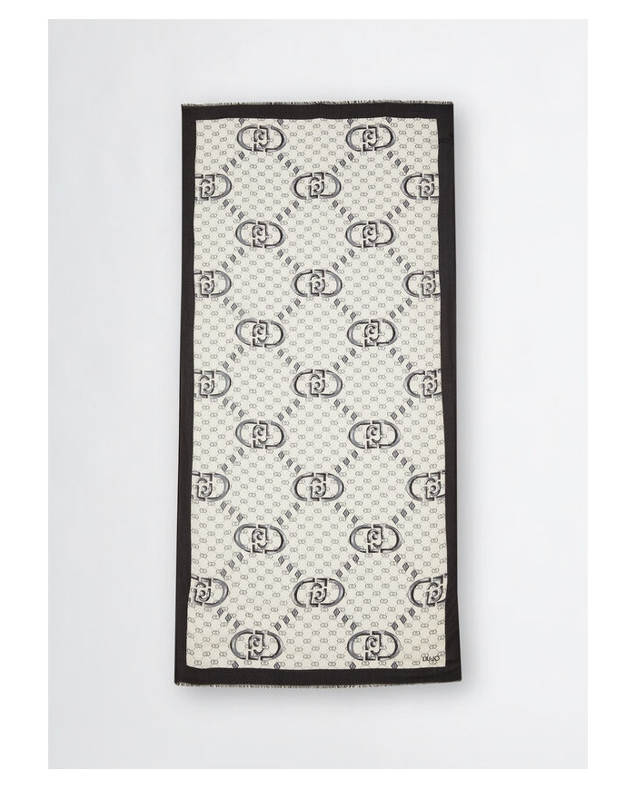 SCIARPA SCIALLE  LIU JO DONNA STOLA NERO LOGO MONOGRAM  90X180CM 2A5029 T0300 22222