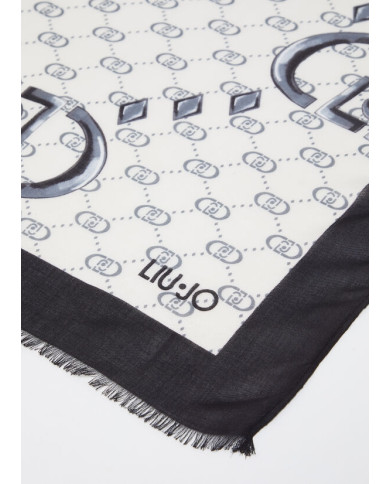 SCIARPA SCIALLE  LIU JO DONNA STOLA NERO LOGO MONOGRAM  90X180CM 2A5029 T0300 22222