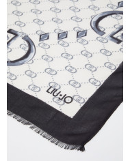 SCIARPA SCIALLE  LIU JO DONNA STOLA NERO LOGO MONOGRAM  90X180CM 2A5029 T0300 22222