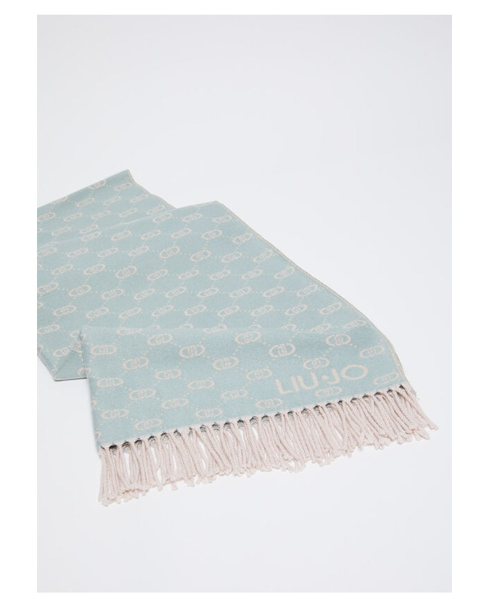 SCIARPA LIU JO DONNA STOLA MINT SHAKE LOGO LUREX JACQUARD  2F4096 T0300 55706