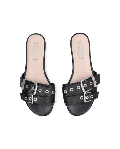 CIABATTE DONNA SANDY 12 - SLIPPER CALF BLACK SA6157P010222222