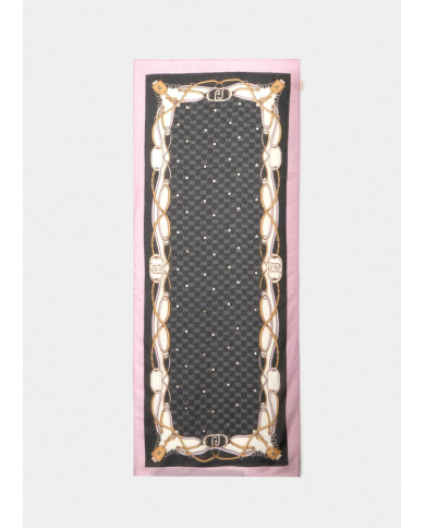 FOULARD LIU JO DONNA ECS STOLA DOUBLE STRAP BLACK 70X180 2F5079 T0300 22222