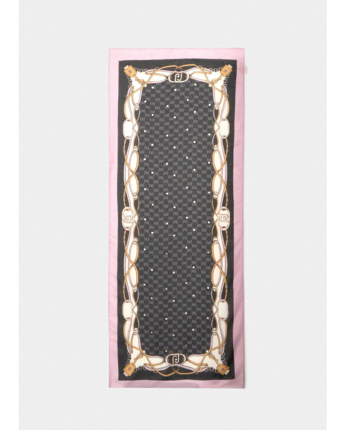 FOULARD LIU JO DONNA ECS STOLA DOUBLE STRAP BLACK 70X180 2F5079 T0300 22222