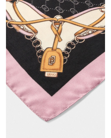 FOULARD LIU JO DONNA ECS STOLA DOUBLE STRAP BLACK 70X180 2F5079 T0300 22222