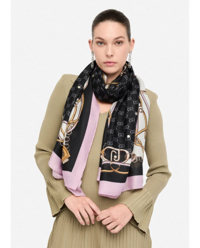 FOULARD LIU JO DONNA ECS STOLA DOUBLE STRAP BLACK 70X180 2F5079 T0300 22222