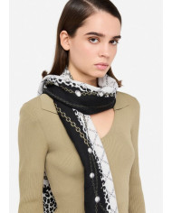 FOULARD LIU JO DONNA ECS STOLA PEARLS ANIMAL BLACK 70X180 2F5081 T0300 22222