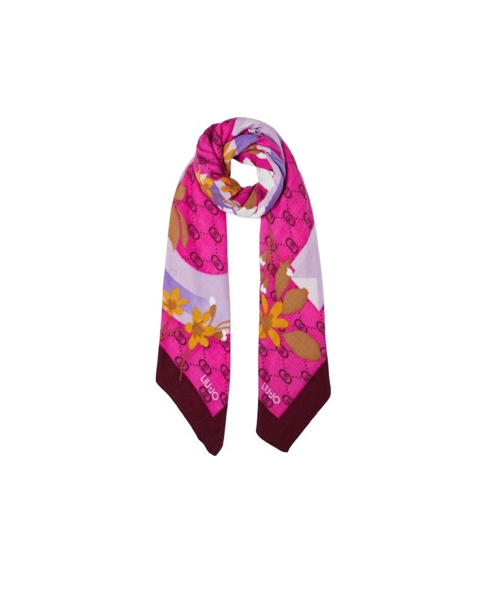 FOULARD LIU JO DONNA FLOWERY CON LOGO FUCSIA 2F4097 T0300 92434