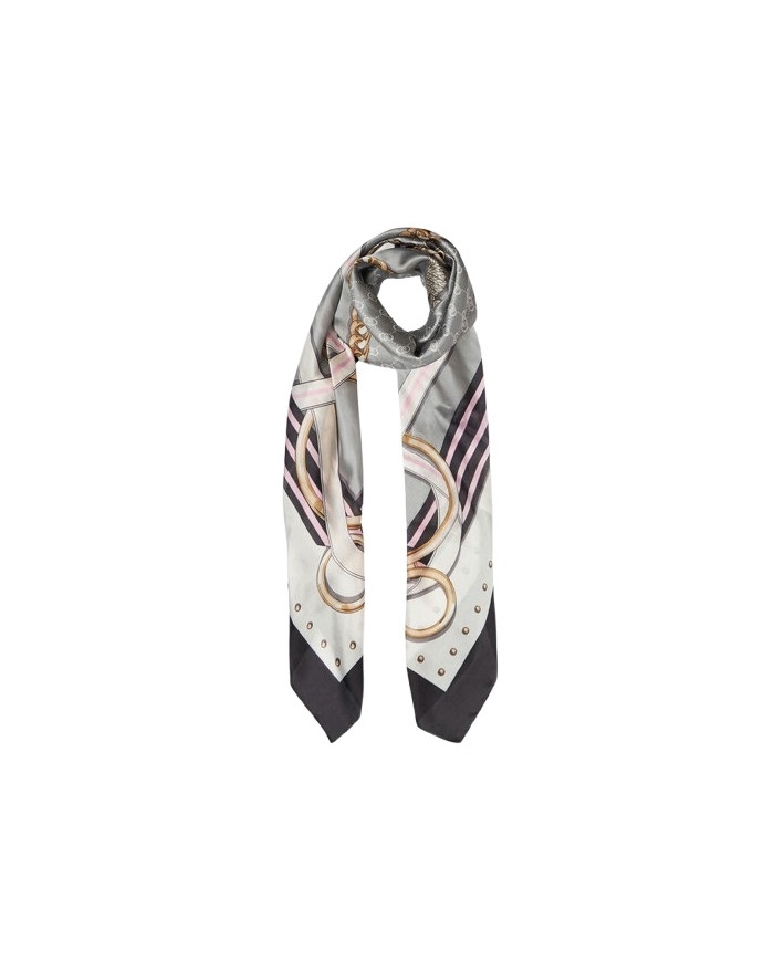FOULARD  LIU JO DONNA STOLA STRIPED TAPE BLACK 120x120CM 22A5041 T0300 22222