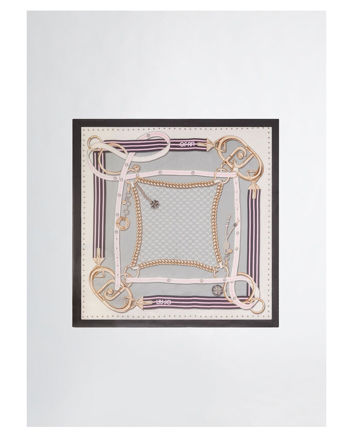 FOULARD  LIU JO DONNA STOLA STRIPED TAPE BLACK 120x120CM 22A5041 T0300 22222