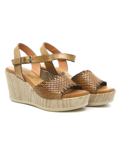 SANDALO CON ZEPPA RAQUEL PEREZ DONNA LOBBY 02 TOSTADO 17158