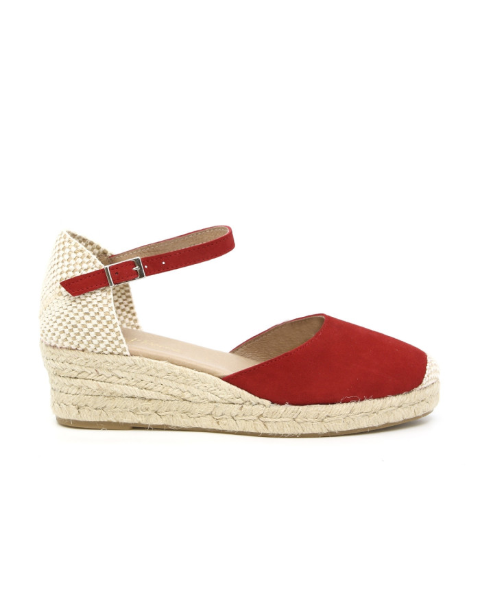 SANDALO CON ZEPPA RAQUEL PEREZ DONNA CABARCENO ROJO 17072