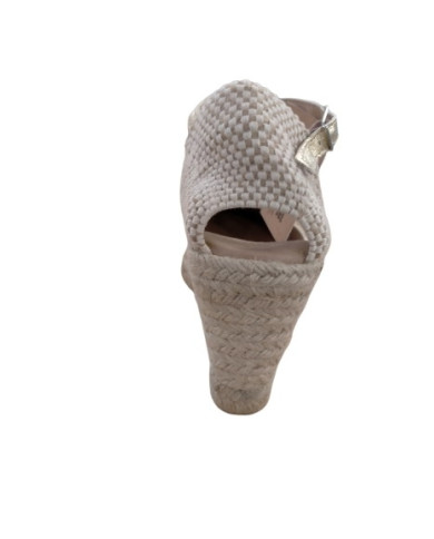 SANDALI CON ZEPPA RAQUEL PEREZ IVORY LAM PLATINO PISO ARAMIS PL PIEL 17531