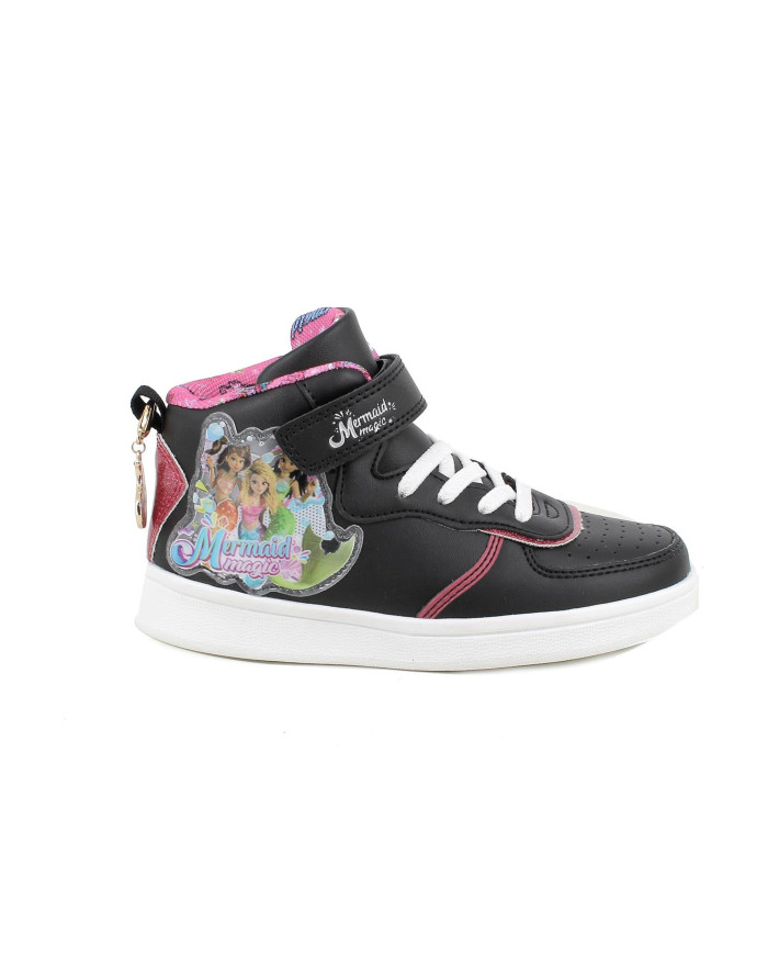 SNEAKERS PRIMIGI BAMBINA  NAPPA PU/GLITTE NERO/FUXIA MERMAID MAGIC 8987044