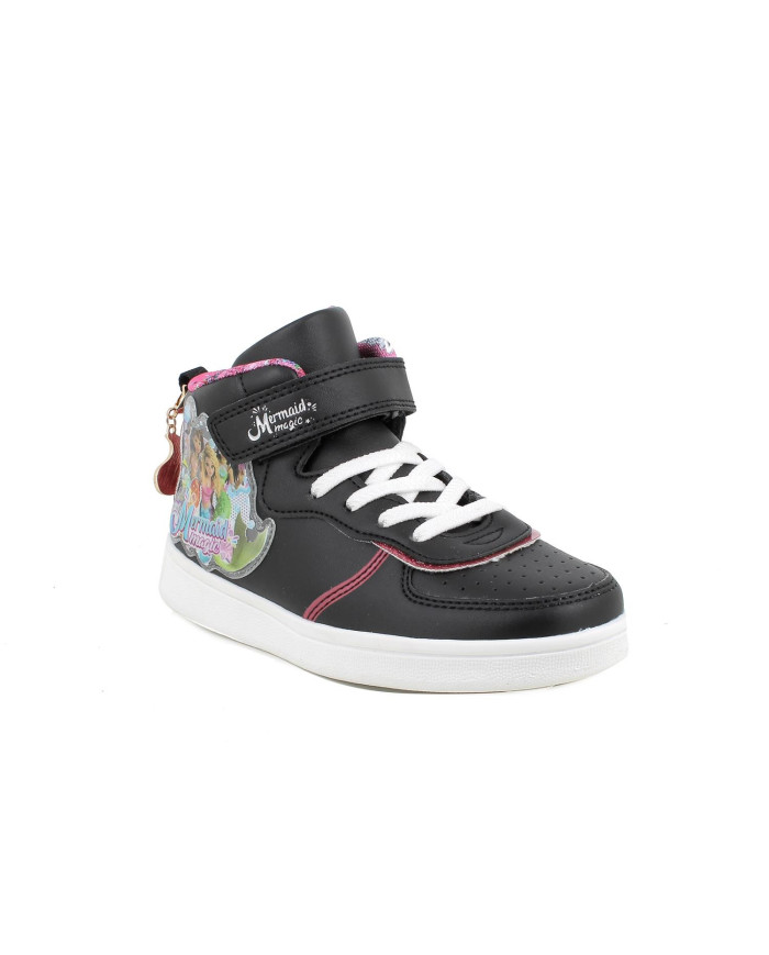 SNEAKERS PRIMIGI BAMBINA  NAPPA PU/GLITTE NERO/FUXIA MERMAID MAGIC 8987044