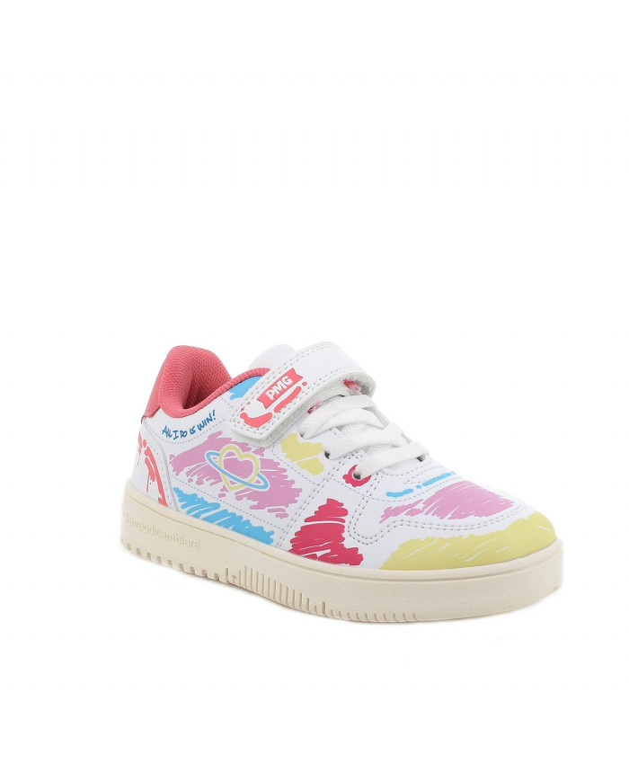 SNEAKERS PRIMIGI BAMBINA  NA.PU ST.TRATTO BCO-ROSA-GIALLO 5957200