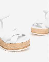 SANDALO CON ZEPPA NEROGIARDINI DONNA PELLE BIANCO WHITE TACCO 8,5CM