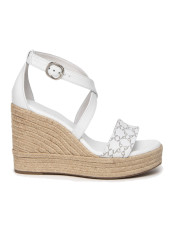 SANDALI CON ZEPPA NEROGIARDINI T.GIOVE BIANCO LOIRA BIANCO PU.LINDEE307643D/707