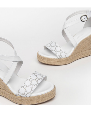 SANDALI CON ZEPPA NEROGIARDINI T.GIOVE BIANCO LOIRA BIANCO PU.LINDEE307643D/707