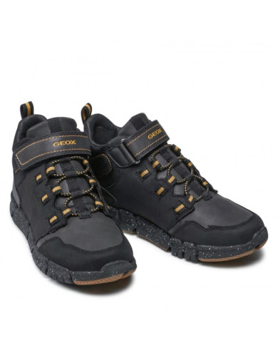 SNEAKERS GEOX BAMBINO J FLEXYPER B.B ABX A - NBK+NYL BLACK/DK YELLOW TG: 36-39 J949XA 032FU C9241/B