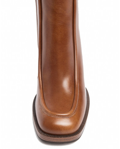 TRONCHETTI NEROGIARDINI DONNA IN PELLE COL.CUOIO  8CM I308193D/400