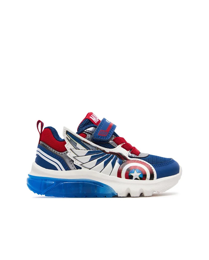 SNEAKERS  GEOX BAMBINO J CIBERDRON B - MESH+GEOBUCK MARVEL BLUE/RED