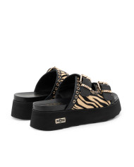 SANDALI CON ZEPPA CULT DONNA JANIS 4306 SANDAL W ZEBRA PR.HAIR LEAT/LEAT. BLK/BEIGE CLW430601 