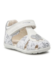 SANDALO PRIMI PASSI GEOX BAMBINA B ELTHAN G C. PRN WHITE SILVER CANVAS+GBK B251QC 0AW54 C0007