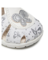 SANDALO PRIMI PASSI GEOX BAMBINA B ELTHAN G C. PRN WHITE SILVER CANVAS+GBK B251QC 0AW54 C0007