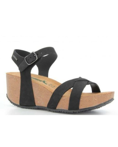 BIONATURA SANDALO DONNA CON ZEPPA 24 FREGENE IMB. NABUK NERO 24FREGE-I-NABNE