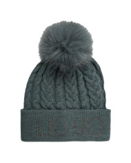 BERRETTO LIU JO DONNA BERRETTO IN MAGLIA BERLY GREEN  CON PON PON  2F4054 M0300 X0600