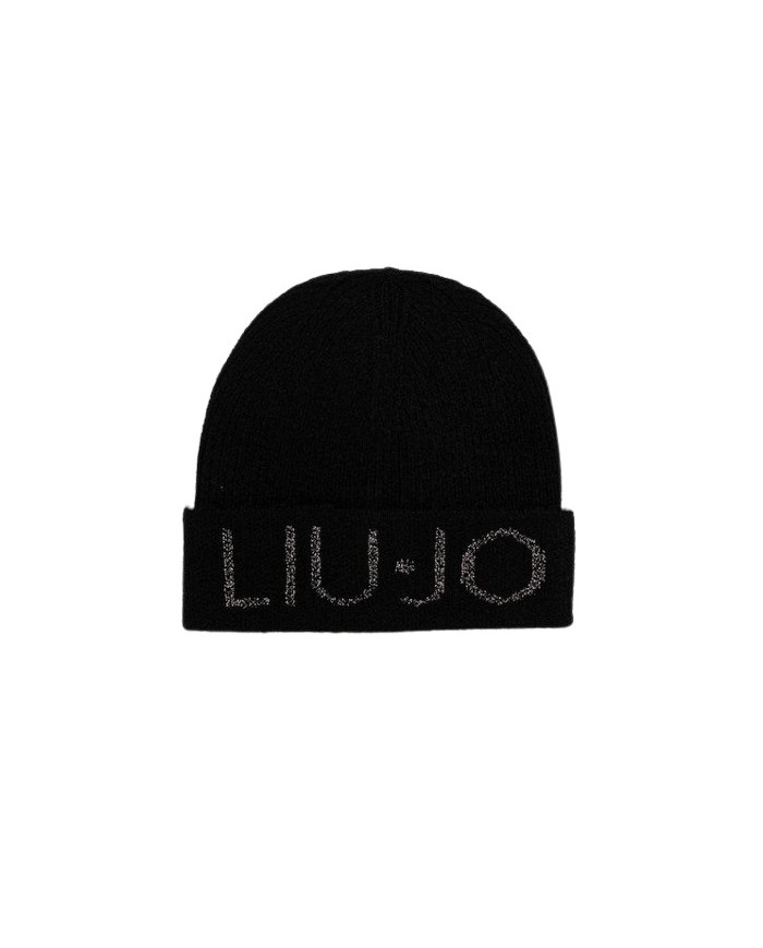 BERRETTO LIU JO DONNA BEANIE LOGO LUREX NERO 2F5020 M0300 22222