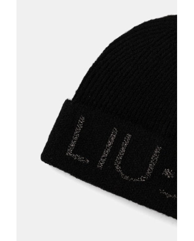 BERRETTO LIU JO DONNA BEANIE LOGO LUREX NERO 2F5020 M0300 22222