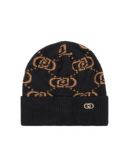 BERRETTO LIU JO DONNA BEANIE LOGO MONOGRAM NERO/CAMMELLO 2F5005 M0300 09N37