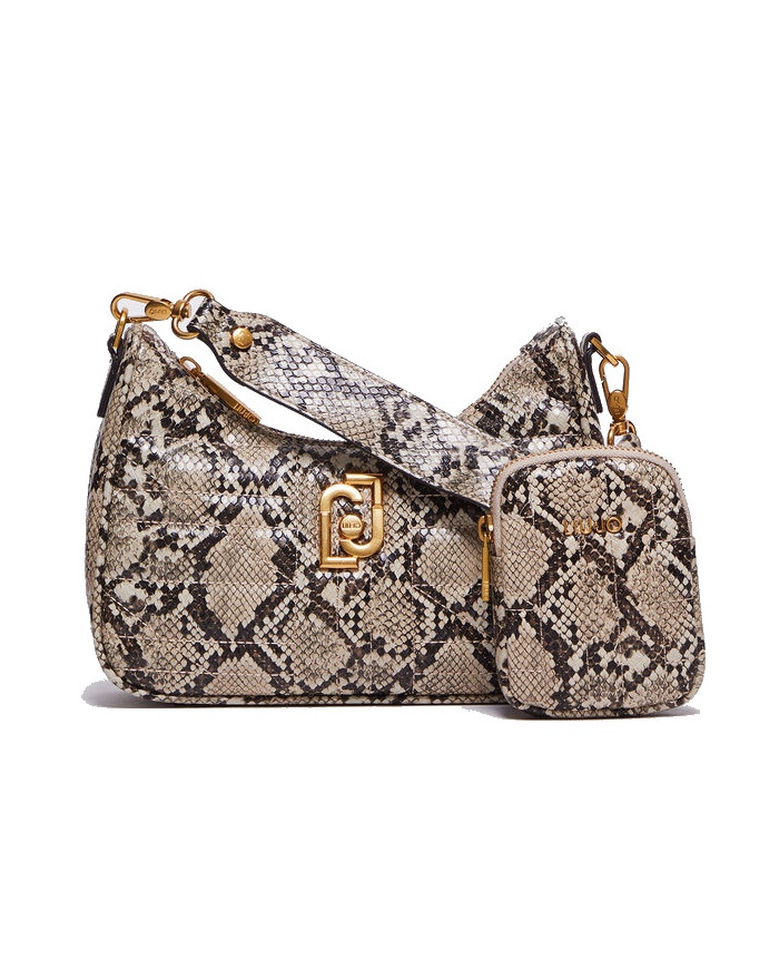 BORSA LIU JO DONNA A SPALLA PITONATA IN PU CON CHARM PORTAMONETE AF3123 E0026 03R14