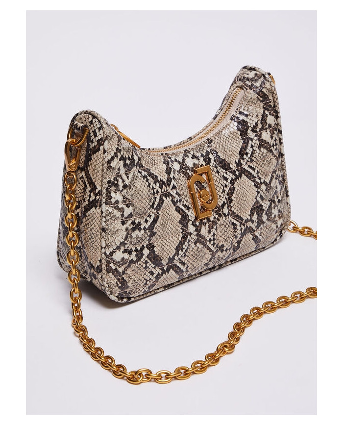 BORSA LIU JO DONNA A SPALLA PITONATA IN PU CON CHARM PORTAMONETE AF3123 E0026 03R14