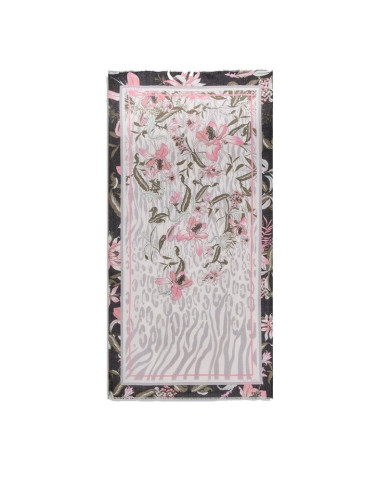 FOULARD  LIU JO DONNA STOLA NERO ANIMALIER FLOREALE 90x120CM 2A5030 T0300 22222